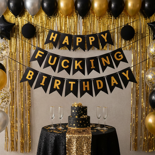Happy Fucking Birthday Fishtail Flag L Size – B052 party X party