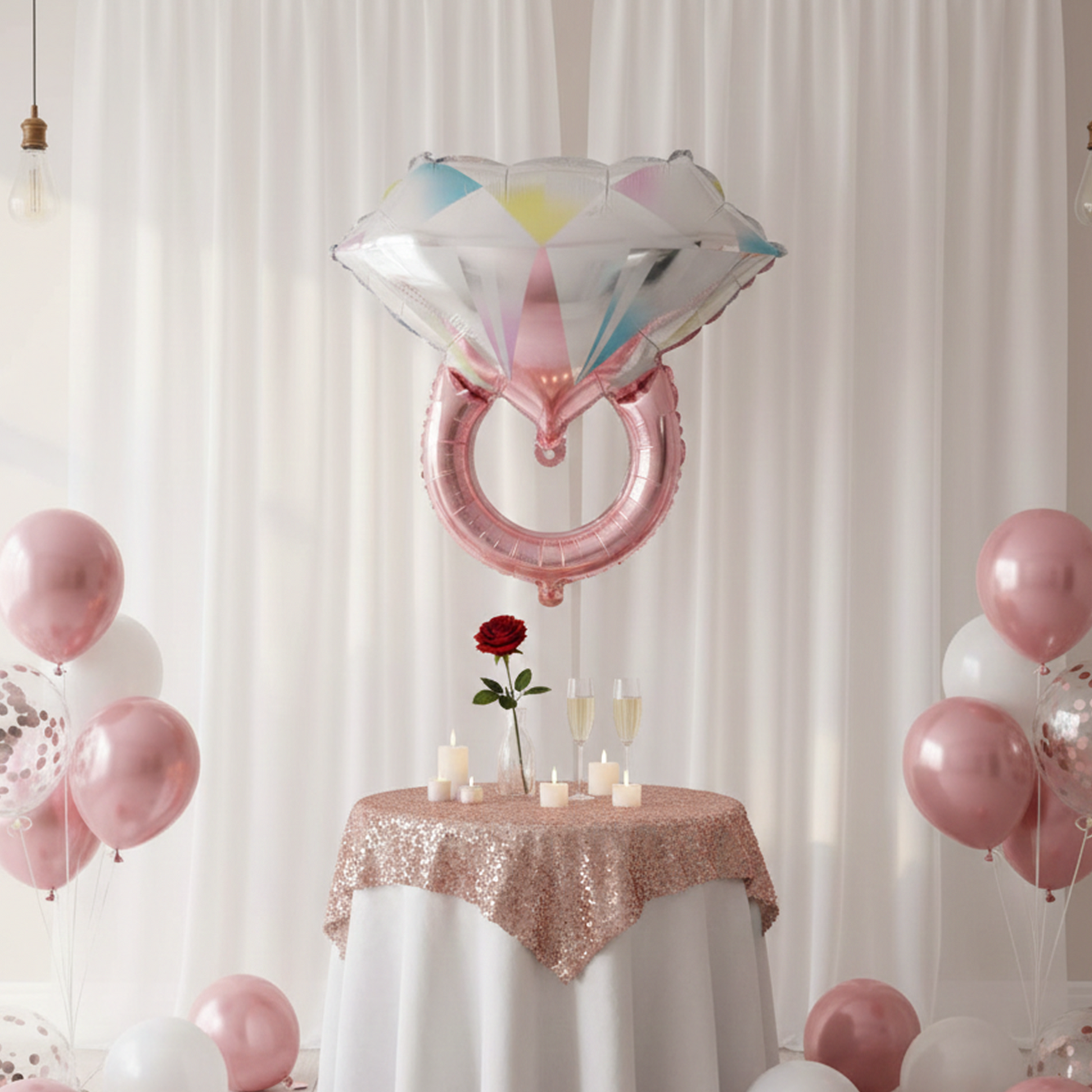 18″ Rose Pink Engagement Ring Foil Balloon– B058 party X party