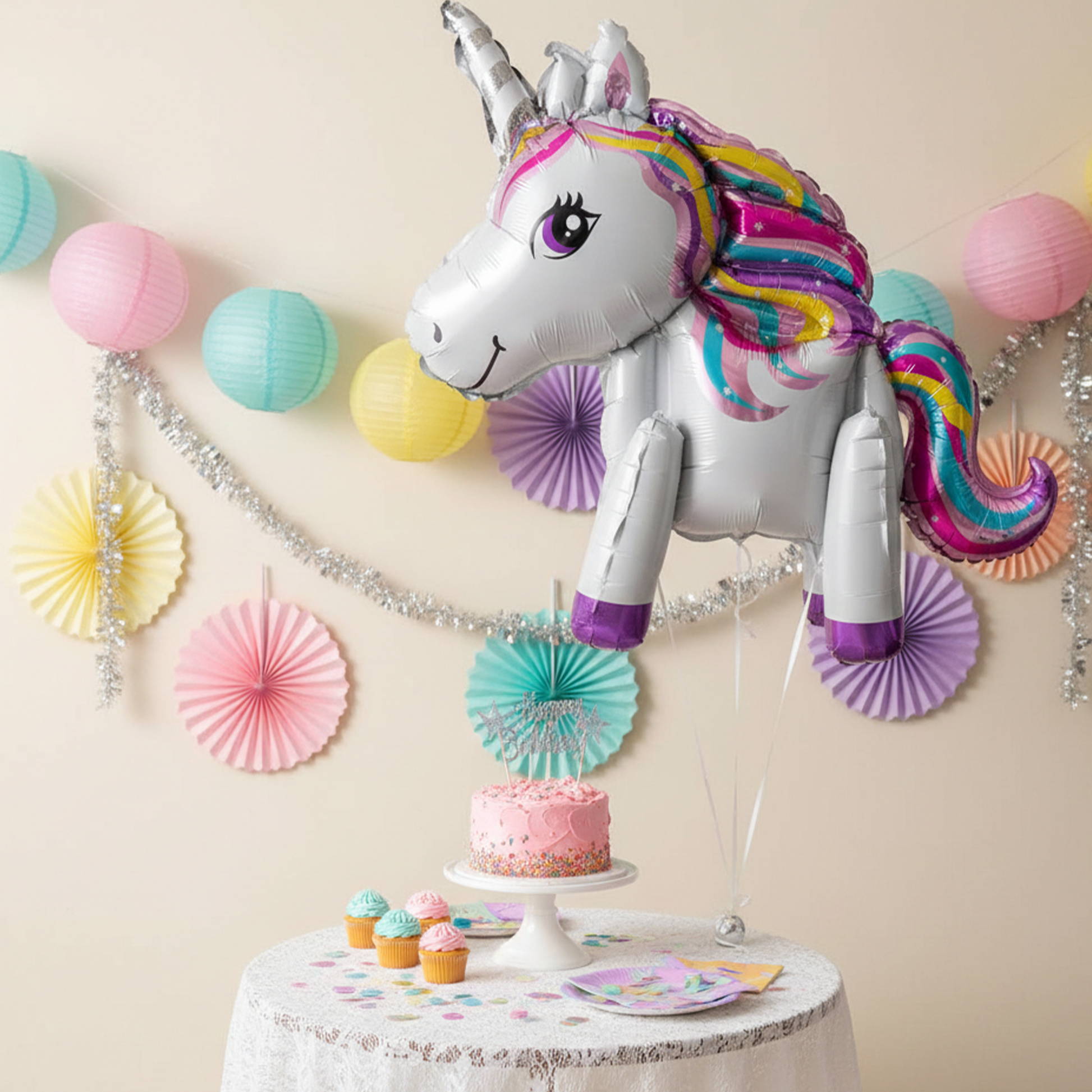 3D White Unicorn Birthday Decoration – B059 party X party