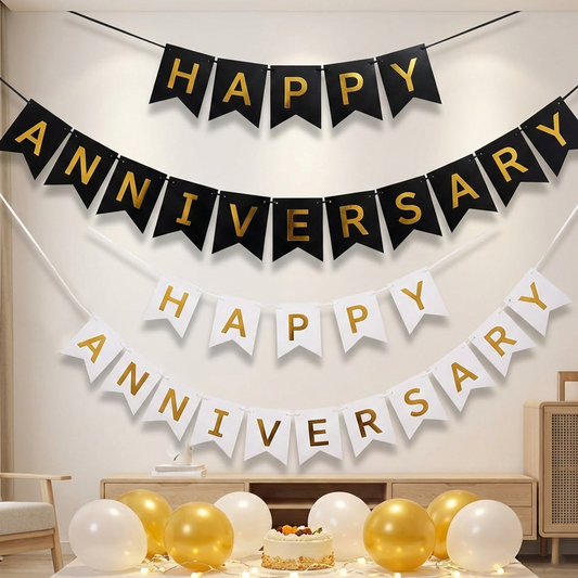 HAPPY ANNIVERSARY Fishtail Flag Anniversary Decoration – B064 party X party