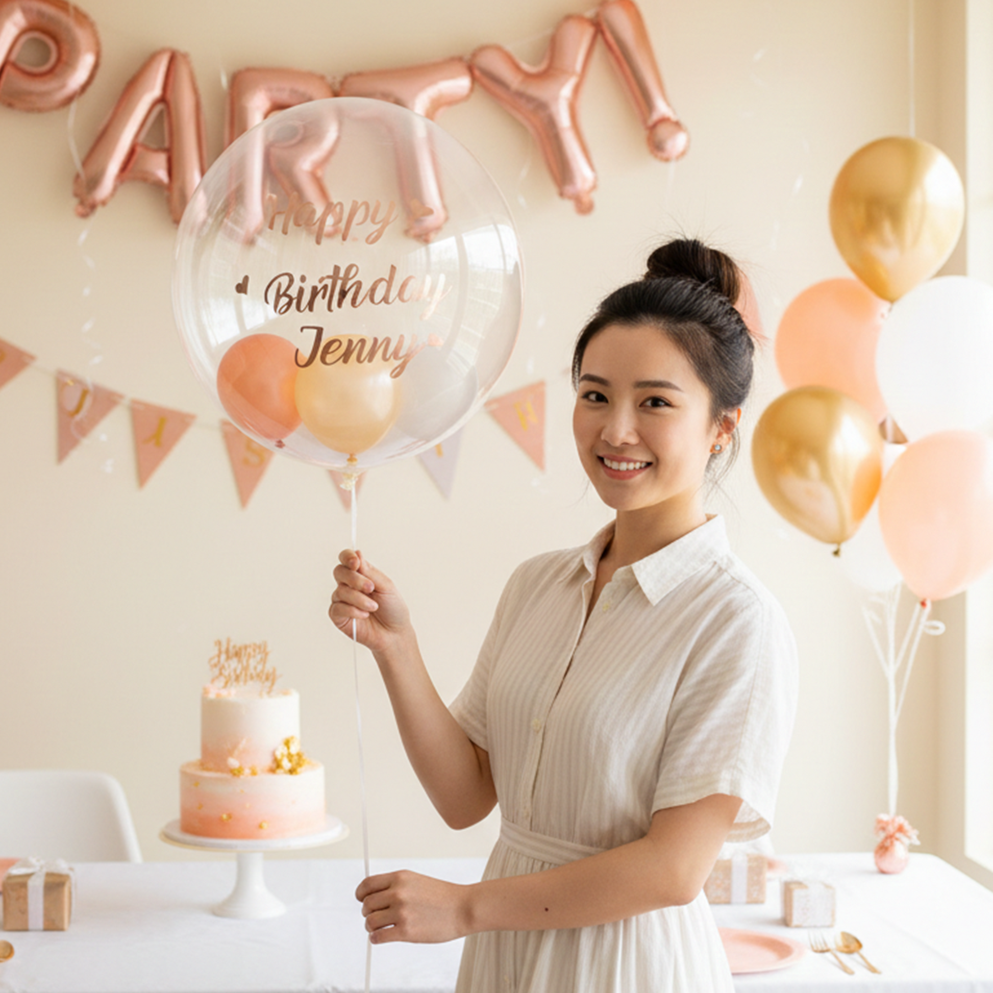 24″ Japanese Crystal Balloon (Custom Printed) + Small Balloon Bundle – B134-3 party X party