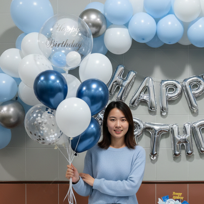 17″ Japanese Crystal (Custom Printed)  & Rubber Balloon Bundle – B134-4 party X party