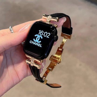 Apple Watch Crocodile Pattern Leather Strap – Diamond Arc de Triomphe Design SW-29 party X party
