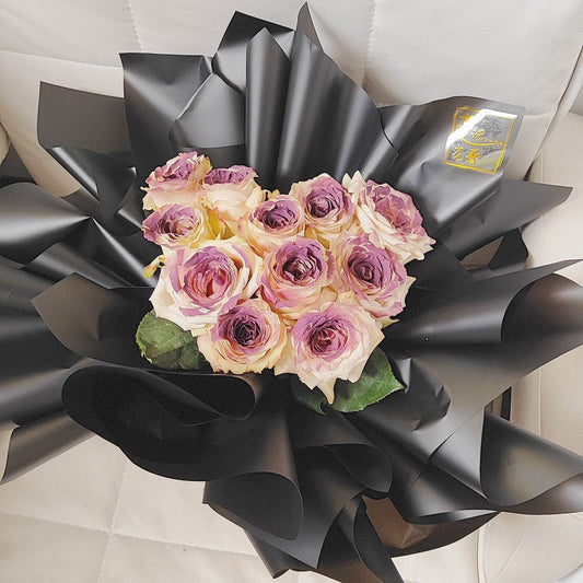 11 Black Plum Roses – Unique & Elegant Bouquet – F-531 - party X party