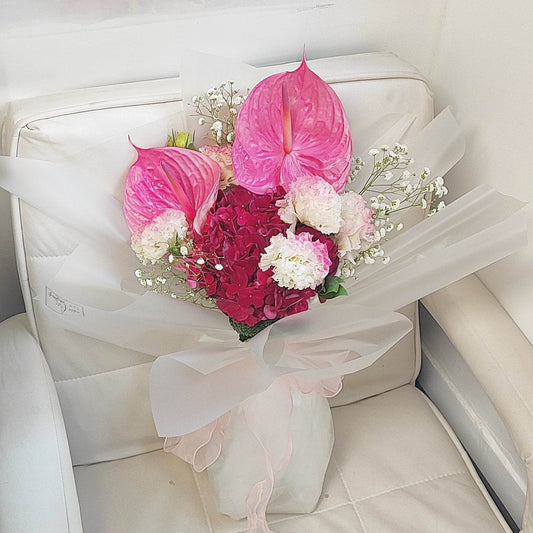 Deep pink palm deep pink embroidery wavy platycodon bouquet – --F-544 - party X party