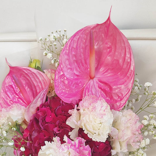 Deep pink palm deep pink embroidery wavy platycodon bouquet – --F-544 - party X party