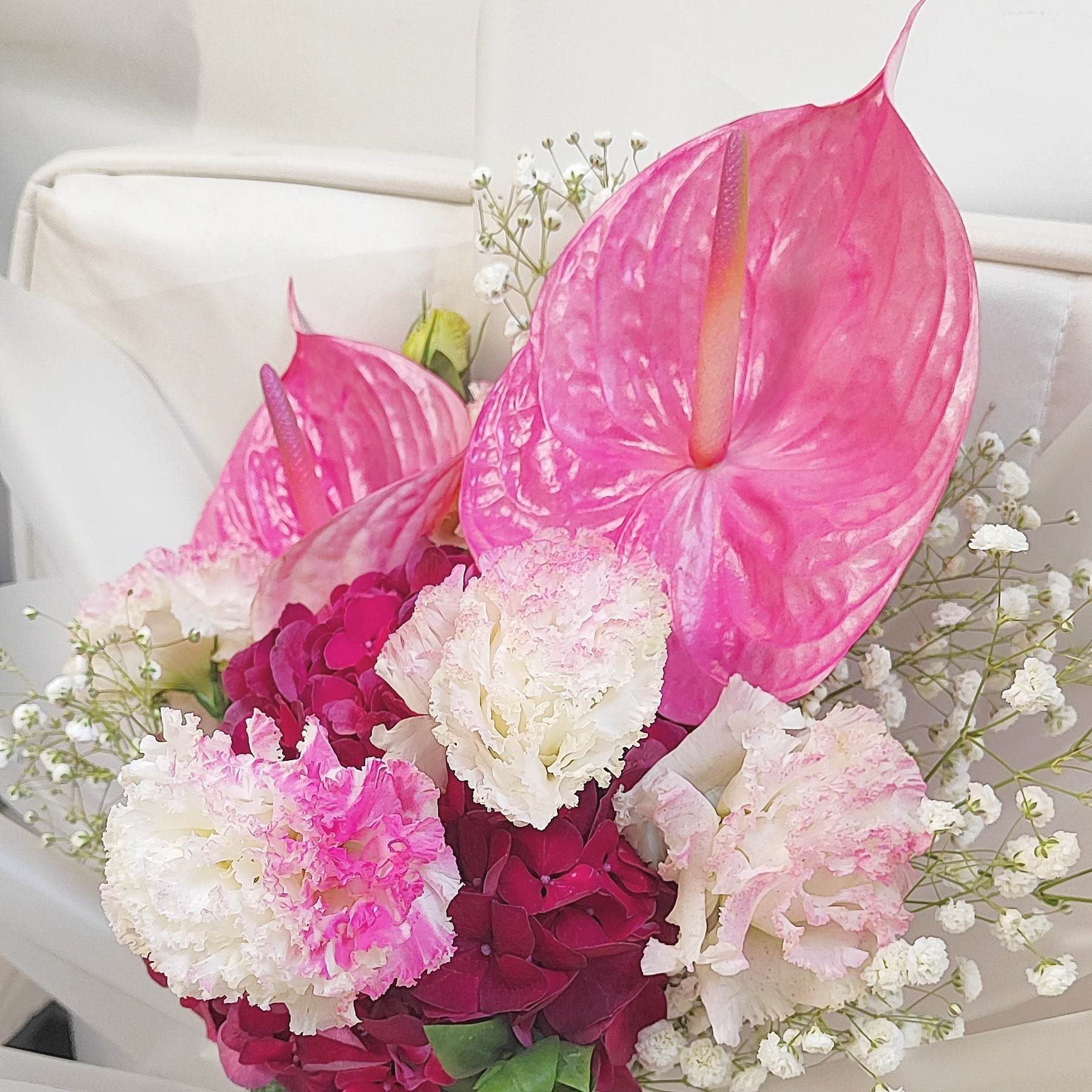 Deep pink palm deep pink embroidery wavy platycodon bouquet – --F-544 - party X party