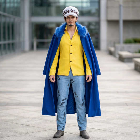 One Piece – Trafalgar D. Water Law Cosplay Costume with Hat – Anime Cloak & Trench Coat Outfit 0013 party X party