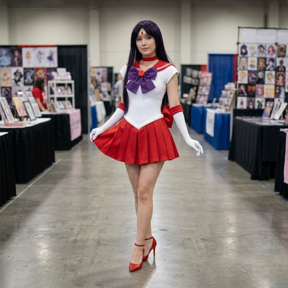 Sailor Moon Rei Hino Cosplay Costume Full Set – Mars Red Anime Dress SM003 party X party
