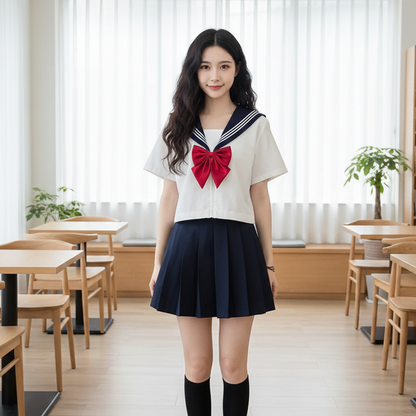 Japanese JK Uniform | Academy-Style Sailor Suit & Pleated Skirt | Cross-Dressing & Cosplay School Costume Set C049 party X party