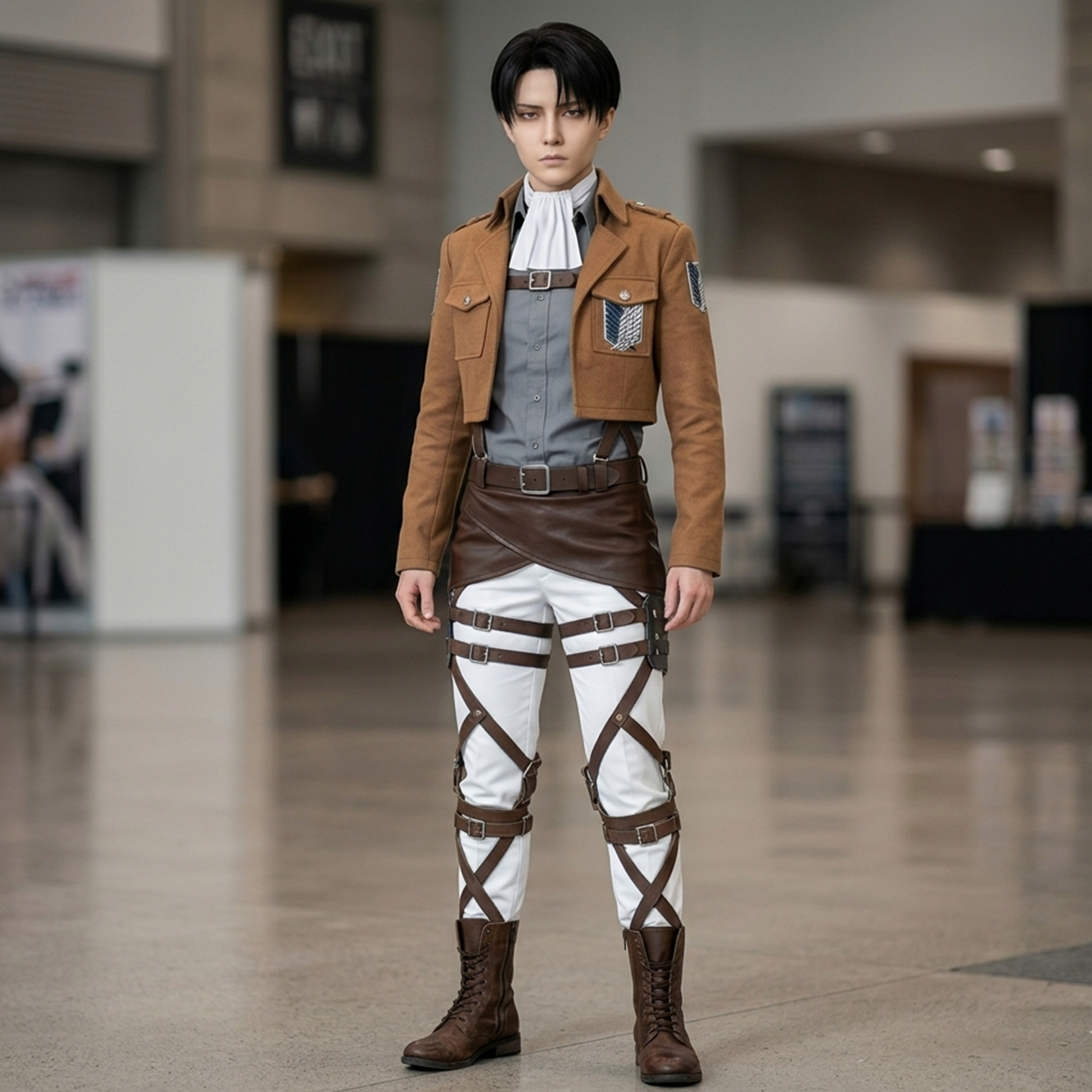 Levi Ackerman Eren Yeager Survey Corps Full Cosplay Costume Set Anime Military Uniform Outfit – AOT003