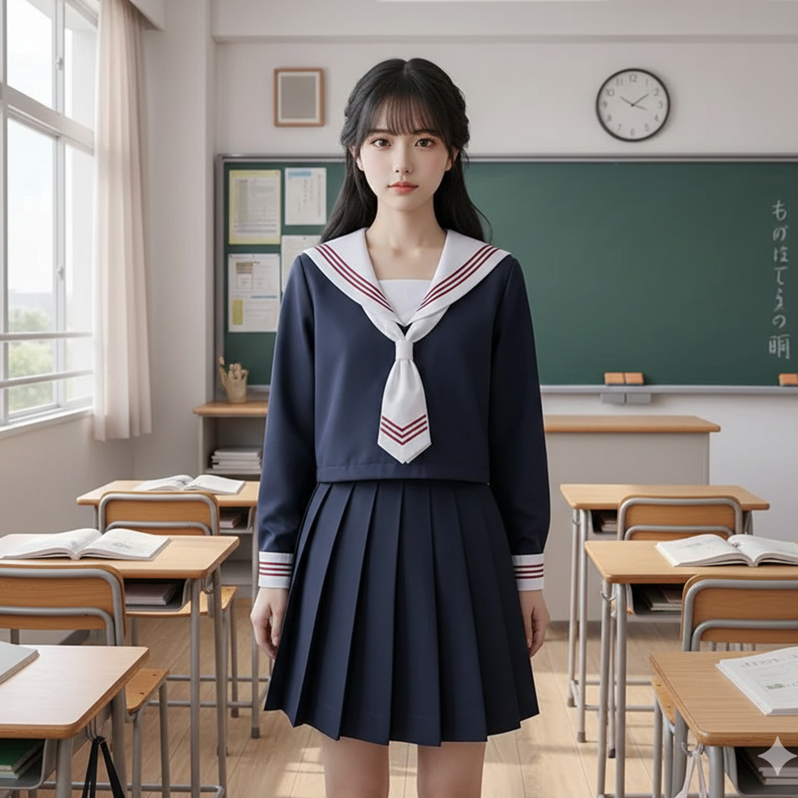 Authentic White-Collar Sailor Suit | Red Three-Line JK Uniform Set - Premium School-Supplied Style Japanese Academy Basics (C031) party X party