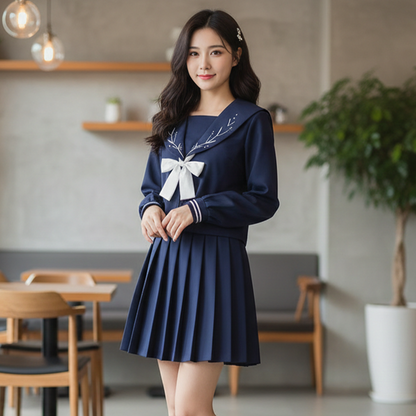 Japanese JK Uniform Set | Original Academy Style Sailor Suit – Women’s Student Class Uniform & Pleated Skirt Academy Costume (C061) party X party