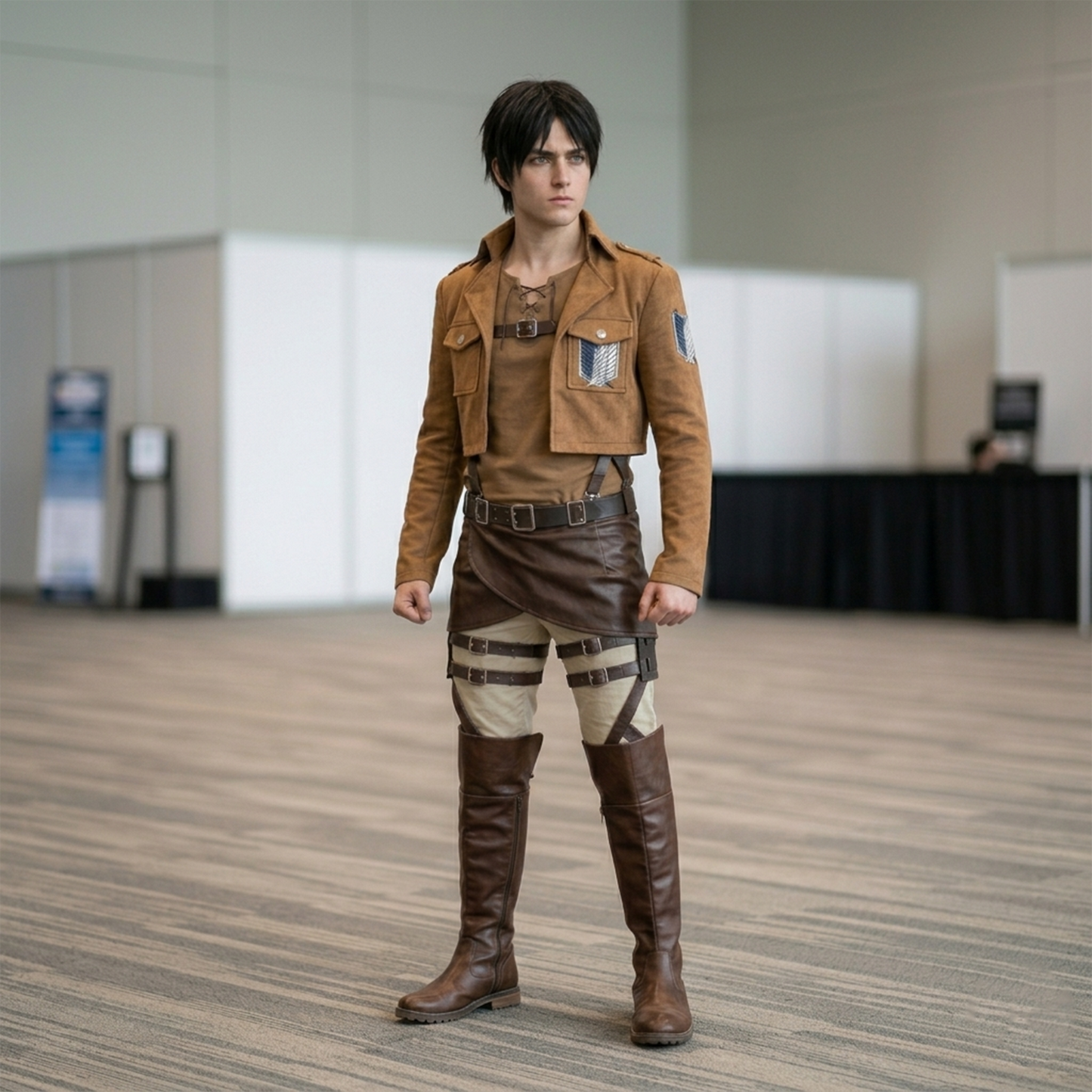 Eren Yeager Mikasa Ackerman Levi Ackerman Survey Corps Full Cosplay Costume Outfit Set for Anime Convention & Halloween – AOT001
