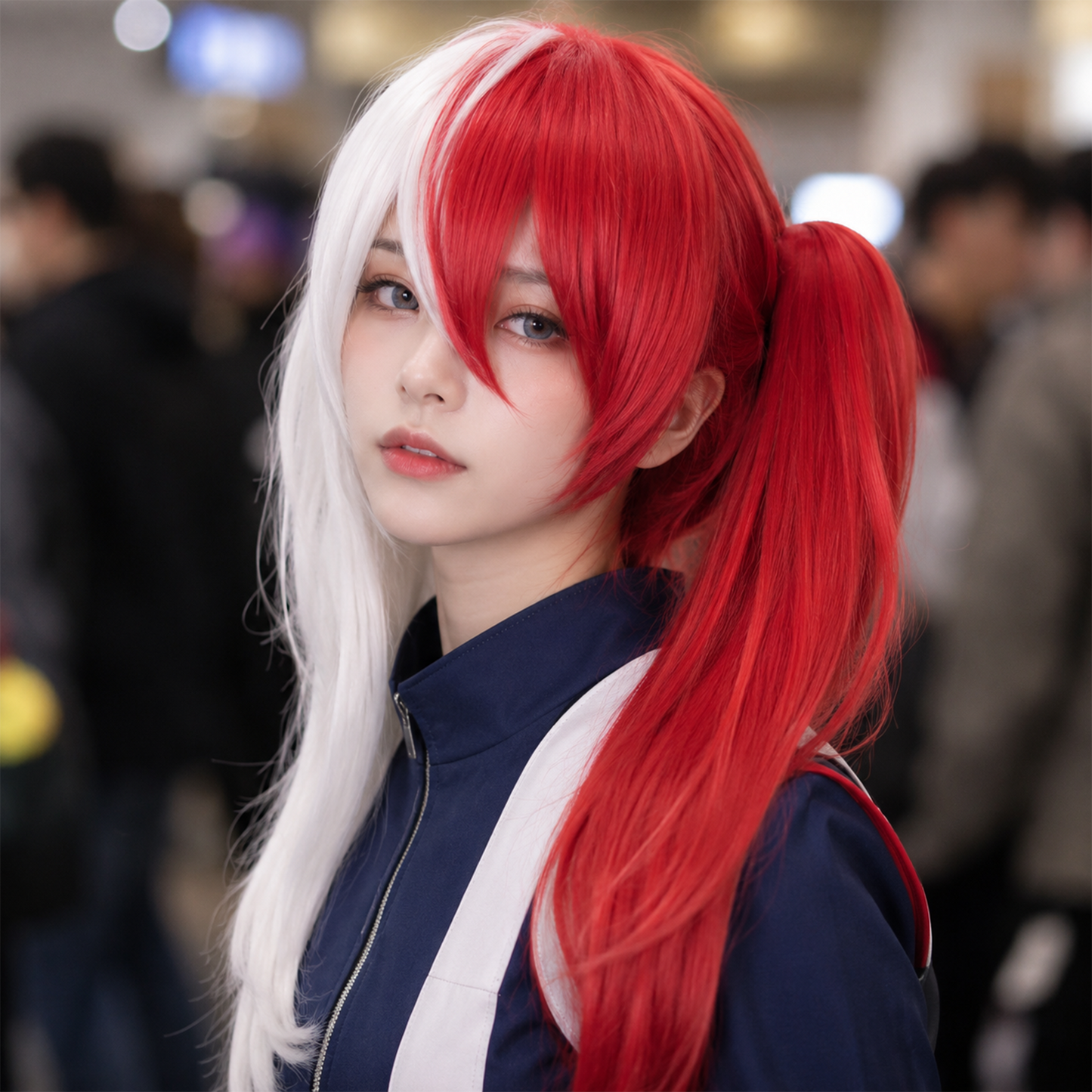Shoto Todoroki Genderbend Cosplay Wig – My Hero Academia Realistic Red White Anime Hair Wig | UA013 party X party