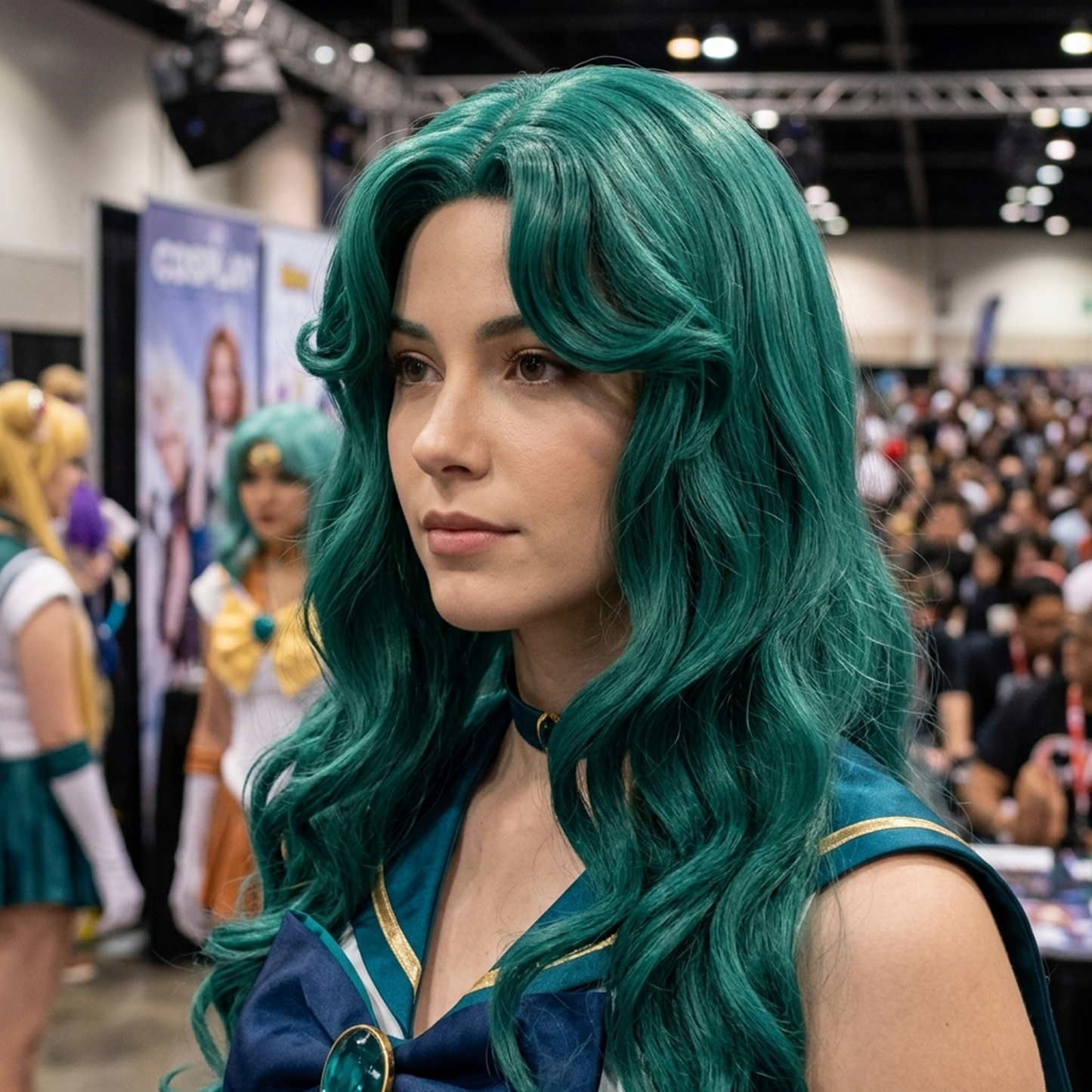 Sailor Moon Michiru Kaiou Cosplay Wig – Styled Green Hair 60CM SM014 party X party