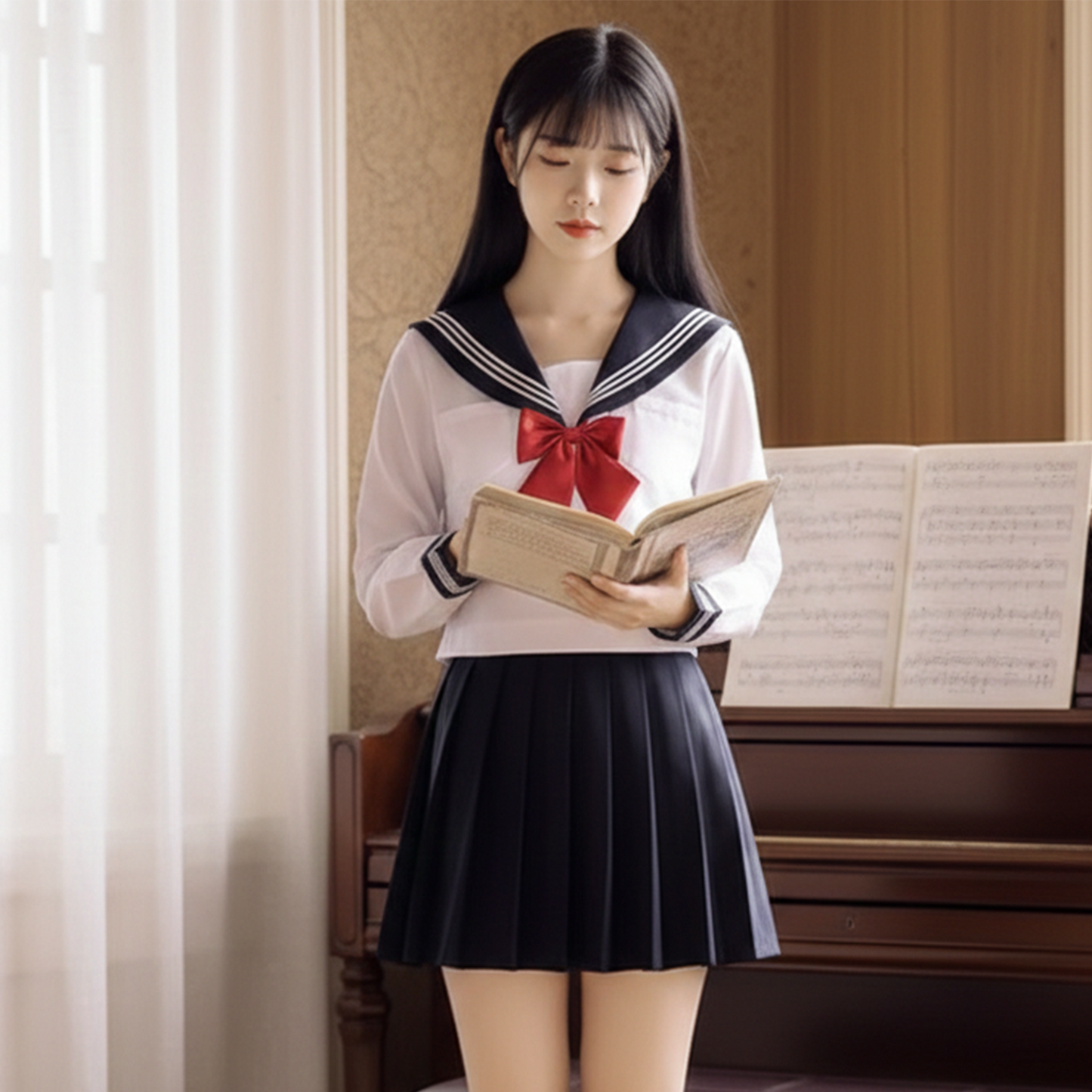 Authentic Japanese Sailor Suit Set | Three-Line Academy Style JK Uniform | Women’s Summer Class & Graduation Group Uniform C033 party X party