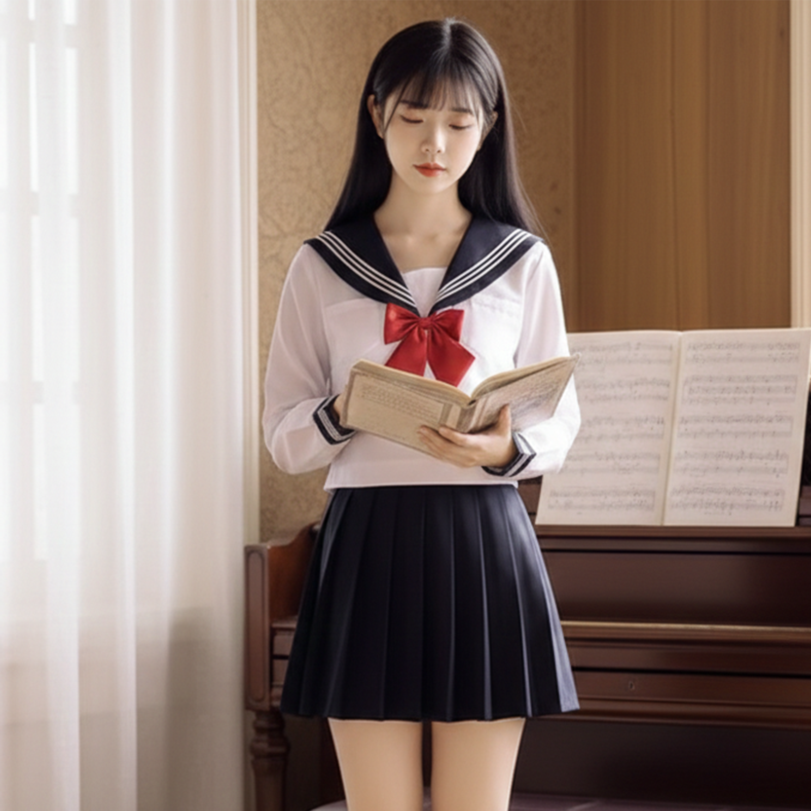 Authentic Japanese Sailor Suit Set | Three-Line Academy Style JK Uniform | Women’s Summer Class & Graduation Group Uniform C033 party X party