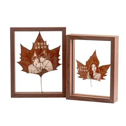 Custom Portrait Engraved on Plane Tree Leaf – Couple’s Birthday Gift party X party