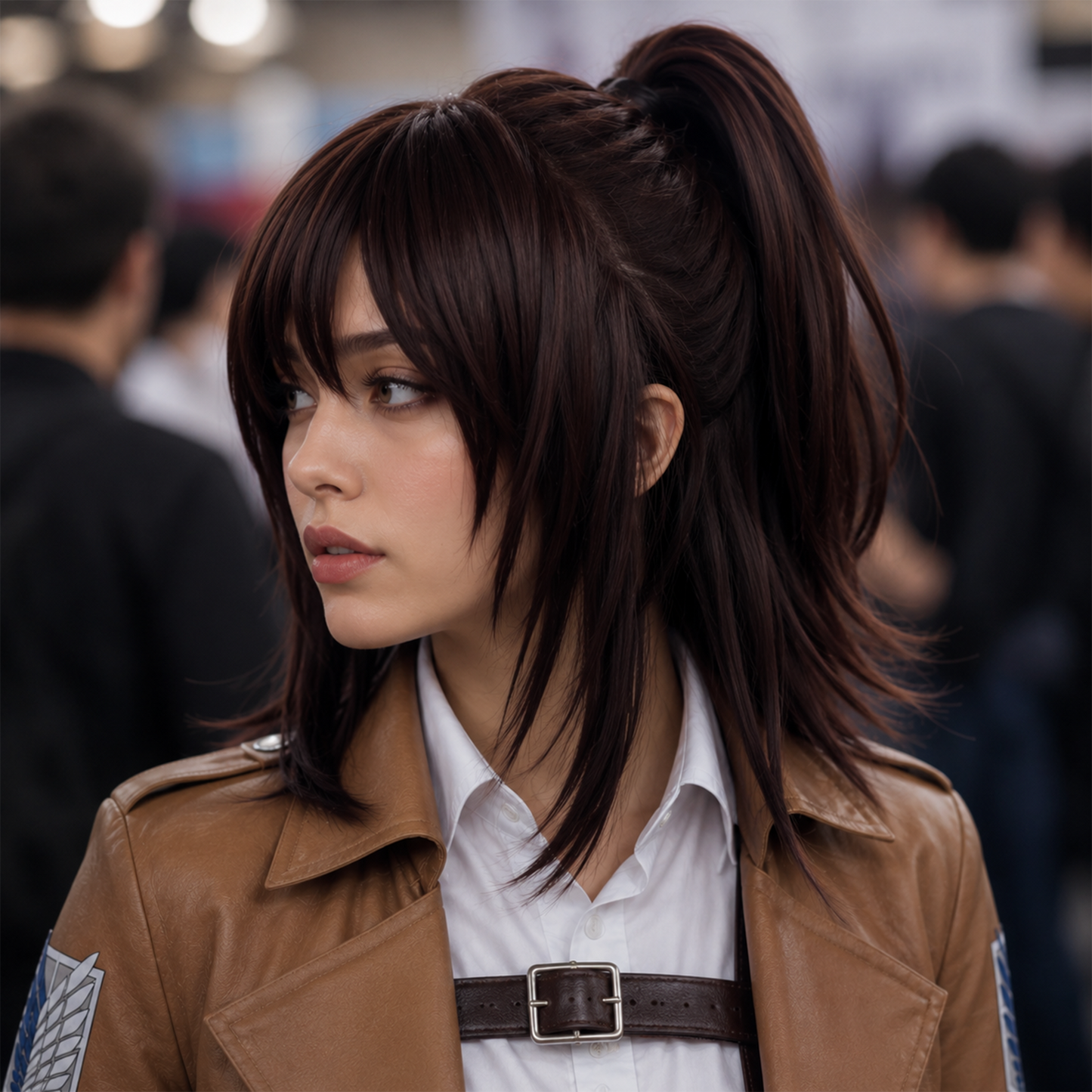 Levi Ackerman Captain Cosplay Wig Teased Crown Natural Black Brown Anime Wig – AOT018