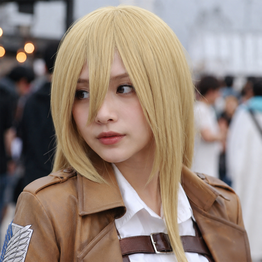 Historia Reiss Light Blonde Curly Cosplay Wig with Realistic Scalp for Anime Costume – AOT013