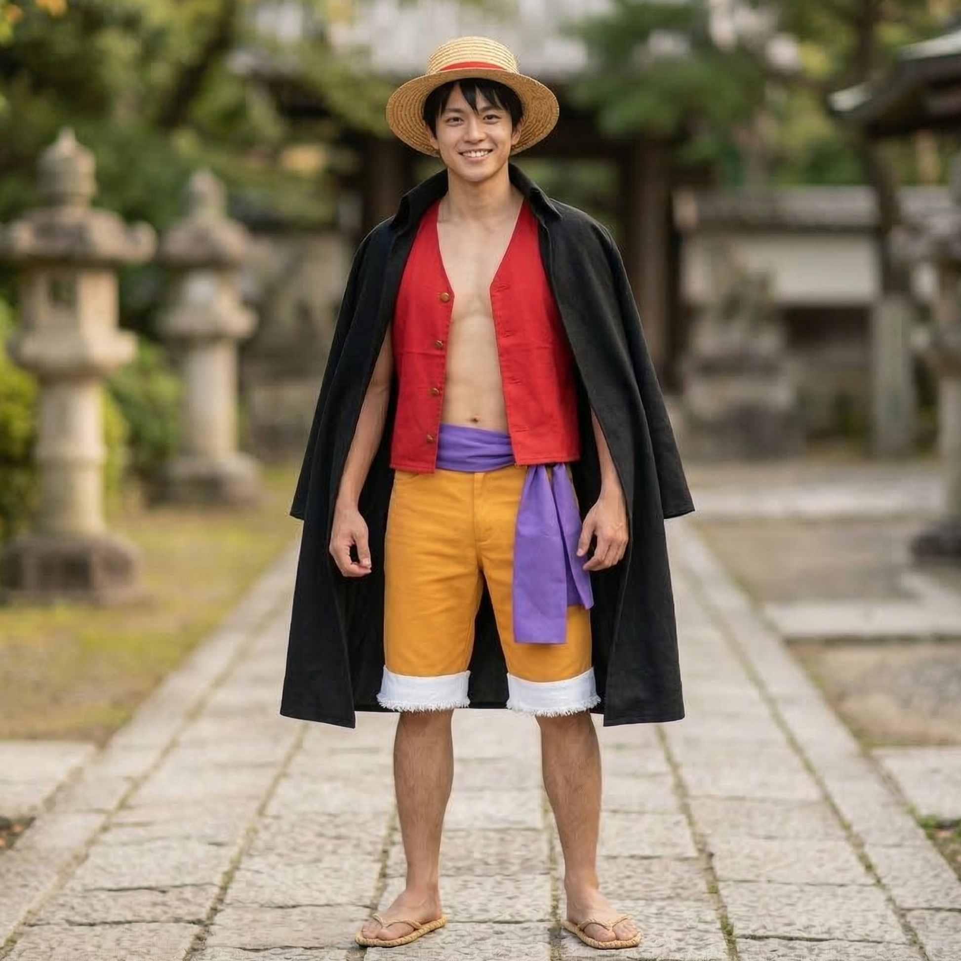 One Piece – Monkey D. Luffy Onigashima Straw Hat Cosplay Anime Main Character Costume 0003 party X party