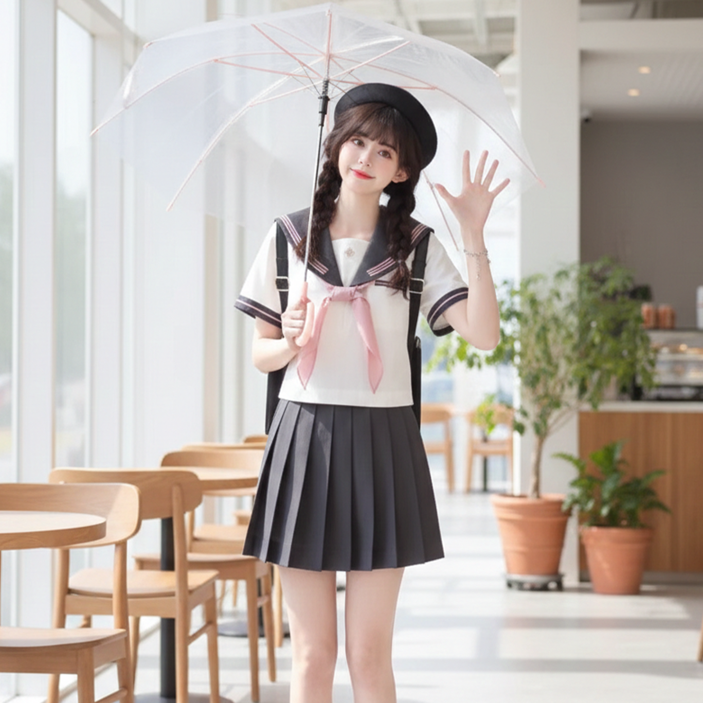 Japanese Academy Sailor Suit | Cross-Disguising Large-Size JK Uniform – Sweet Spring Summer Student Set with Pleated Skirt (C045) party X party