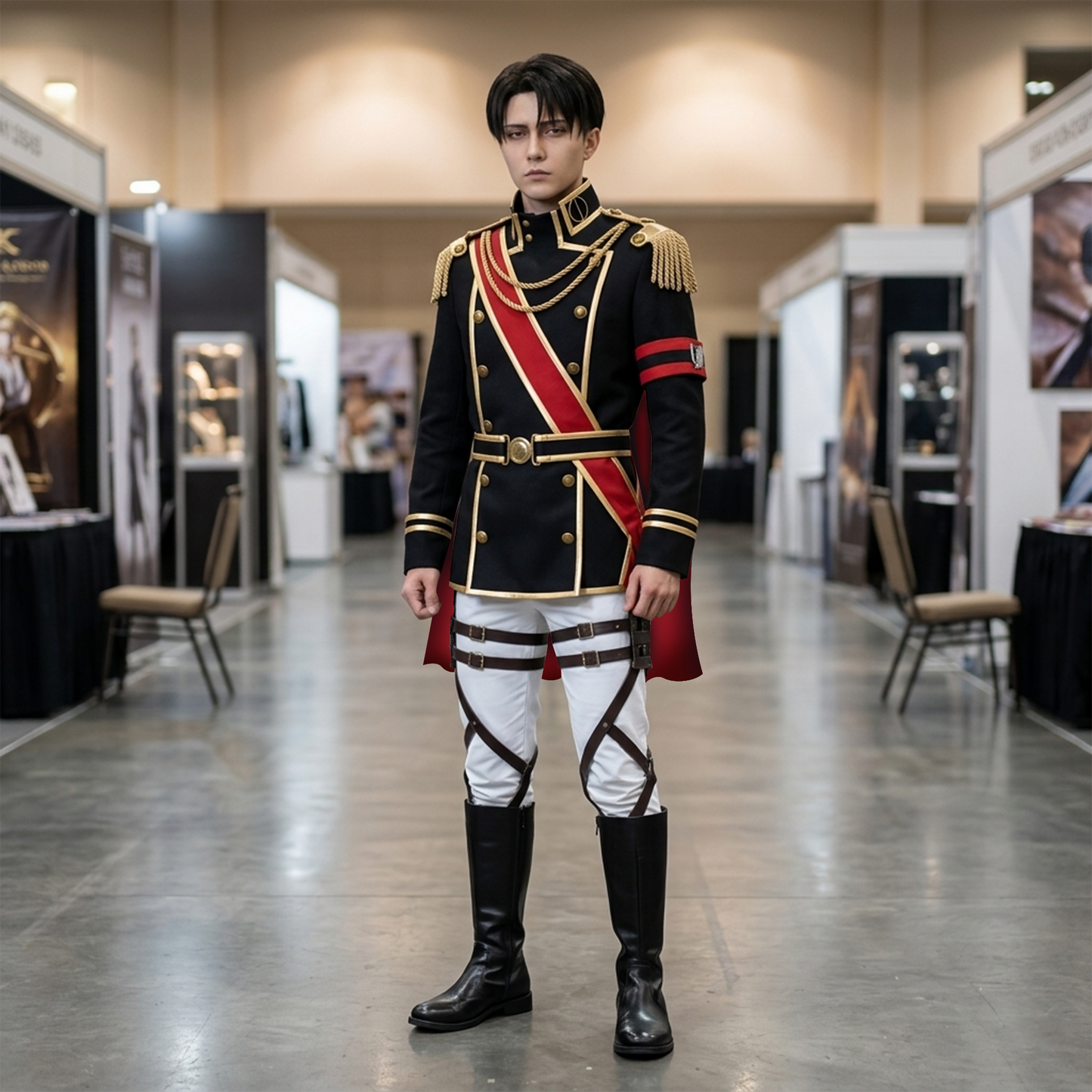Levi Ackerman Eren Yeager Hange Zoe Ceremonial Regiment Uniform Cosplay Costume with Detachable Cape – AOT009