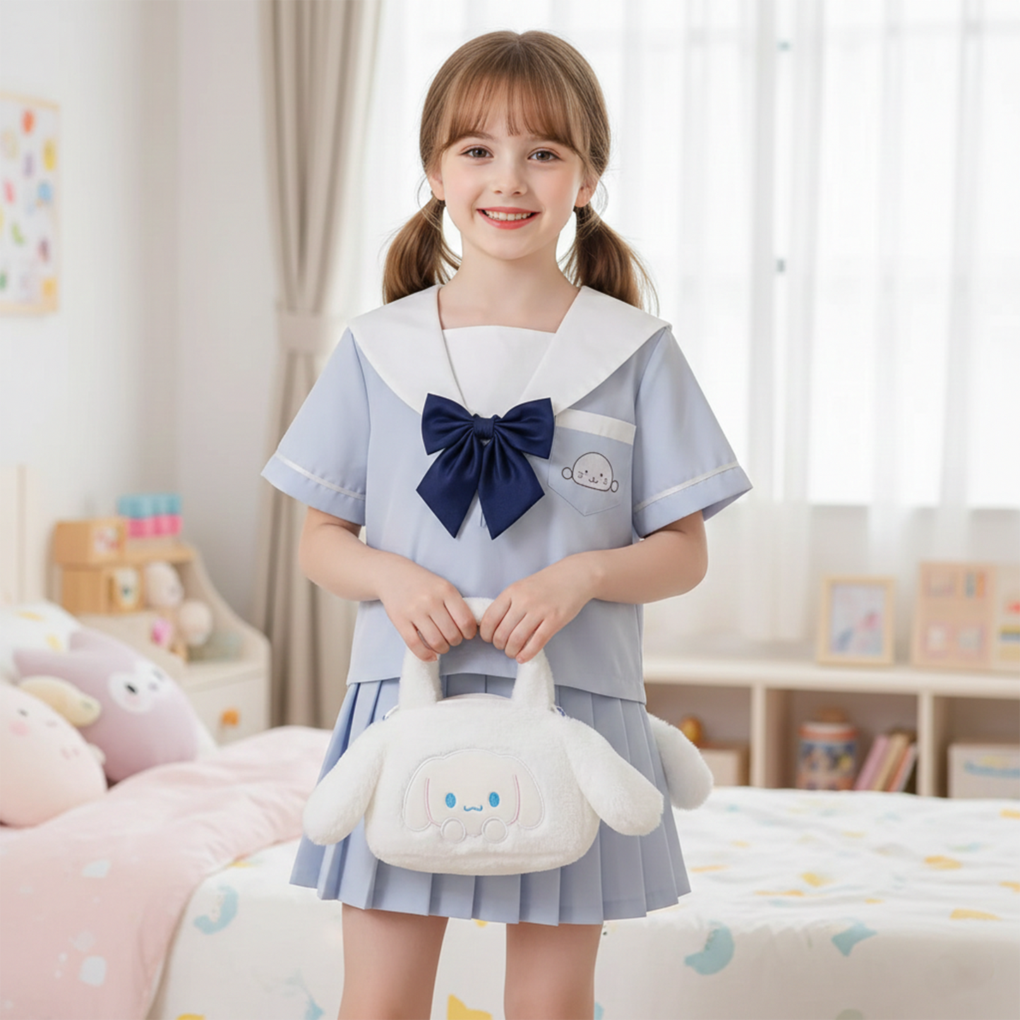 Japanese Kindergarten JK Uniform | Original Cute Seal Sailor Suit Set | Women’s Summer Academy Style Student "Diary" Costume C066 party X party