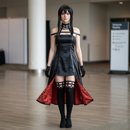 Spy x Family Yor Briar Cosplay Outfit – Black Dress Full Set with Gloves & Accessories SF002 party X party