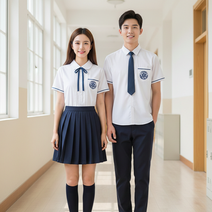 Nanchuan Middle School JK Uniform - Lin Beixing Style Short-Sleeve Shirt & Pleated Skirt Set | Academy Class Uniform C008 party X party