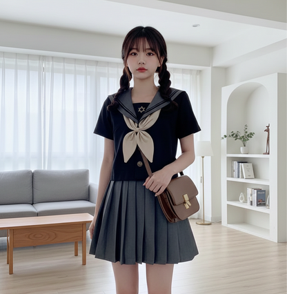 Japanese Academy JK Uniform | Women’s Long-Sleeve Kansai Collar Sailor Suit | Authentic Student School & Class Uniform Set C034 party X party