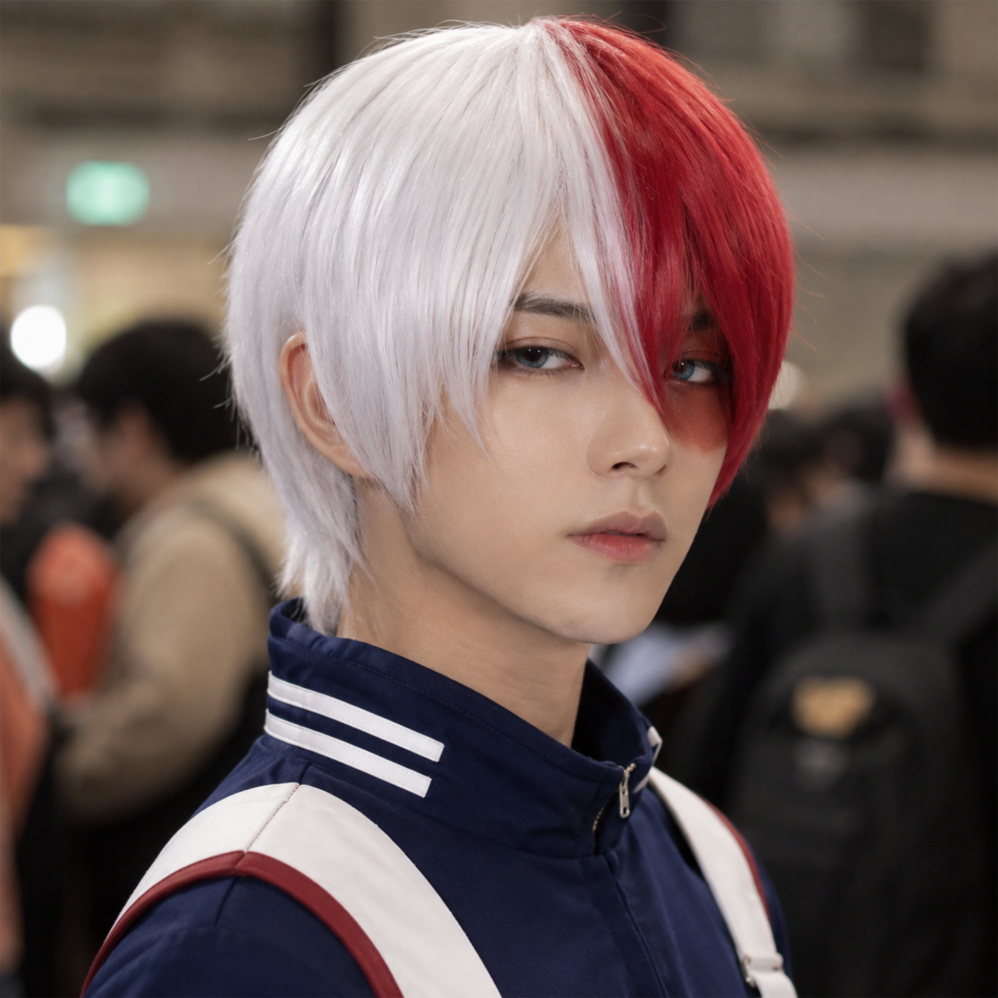Shoto Todoroki Cosplay Wig – My Hero Academia Half Red Half White Short Anime Wig | UA012