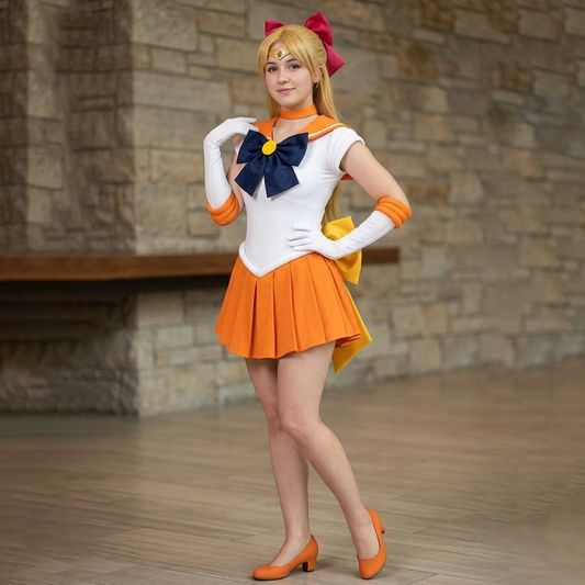 Sailor Moon Minako Aino Cosplay Costume Full Set – Venus Orange Dress SM006 party X party