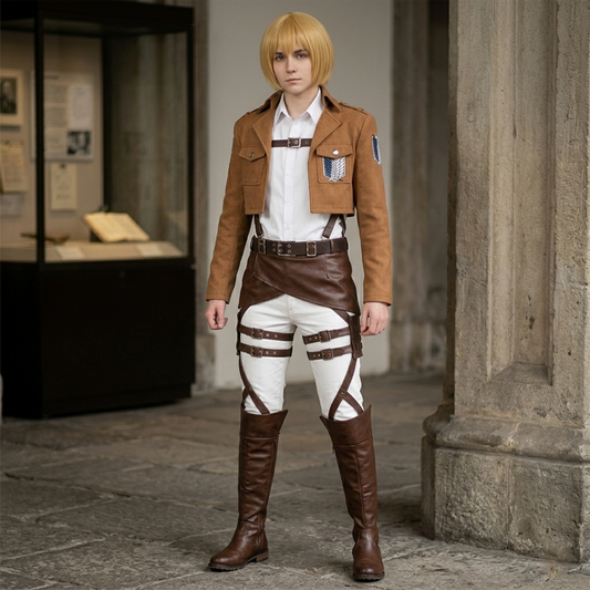 Mikasa Ackerman Survey Corps Cosplay Costume Full Anime Outfit Set with Cape & Belt Accessories – AOT004