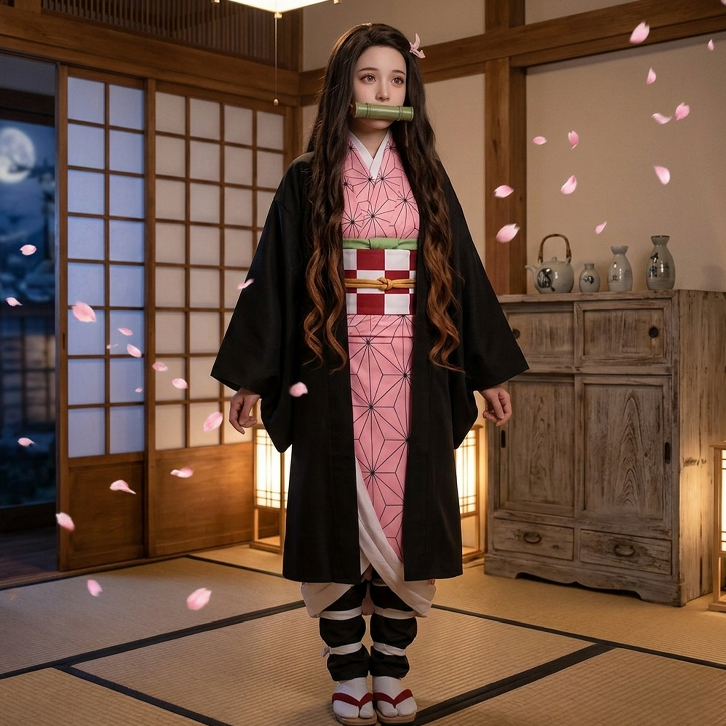 Demon Slayer Cosplay Collection – Kamado Nezuko Cosplay Costume with Wig G003 party X party