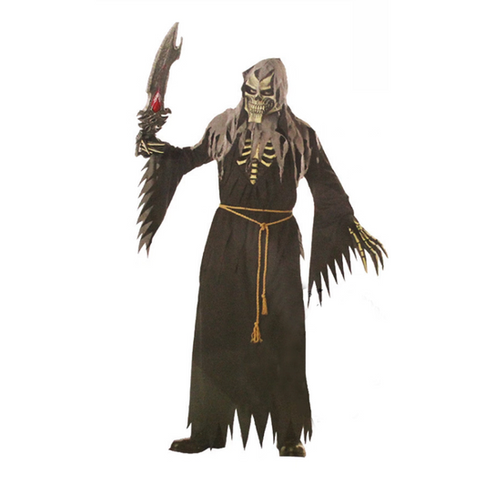 Scary Ambiance Costume/Cosplay Set: Large Knife Skeleton Ghost Outfit Set. party X party