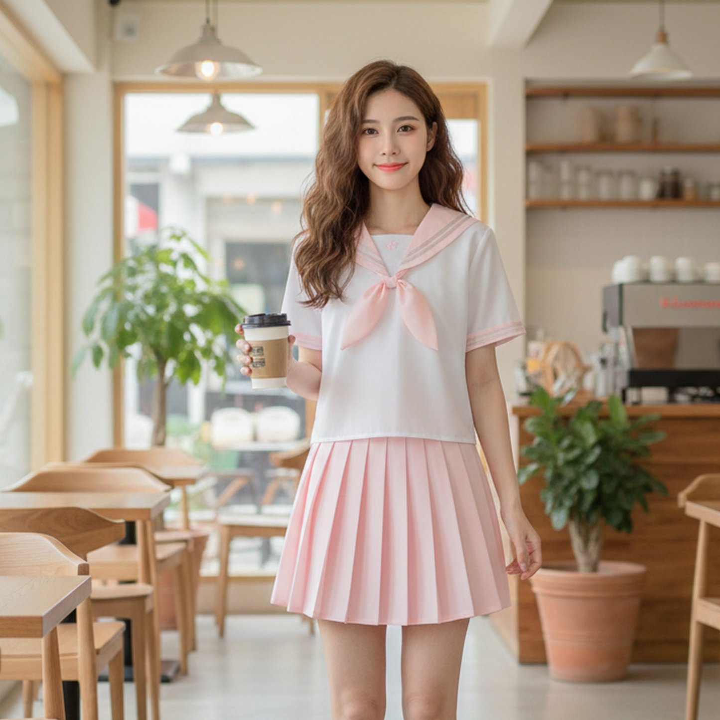 Kansai Style Sailor Uniform Set | Two-Line Mint Pink Soft-Girl JK Outfit | Japanese Academy Performance Uniform C023 party X party