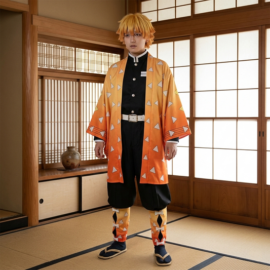 Demon Slayer Cosplay Costume Zenitsu Agatsuma Cosplay Costume G007 party X party