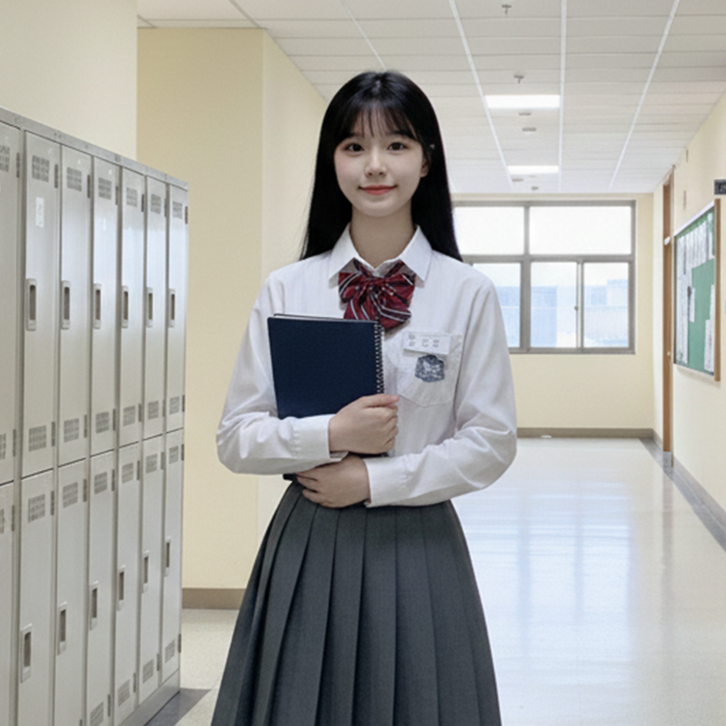 Thai Uniform Style JK Pleated Skirt - High-Waist 8-Pleat Academy A-Line Skirt - C001 party X party