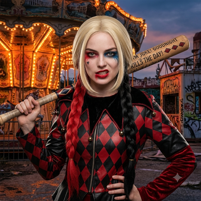 Harley Quinn Red & Black Braided Gradient Cosplay Wig from The Suicide Squad (2021) Movie | DC213 party X party