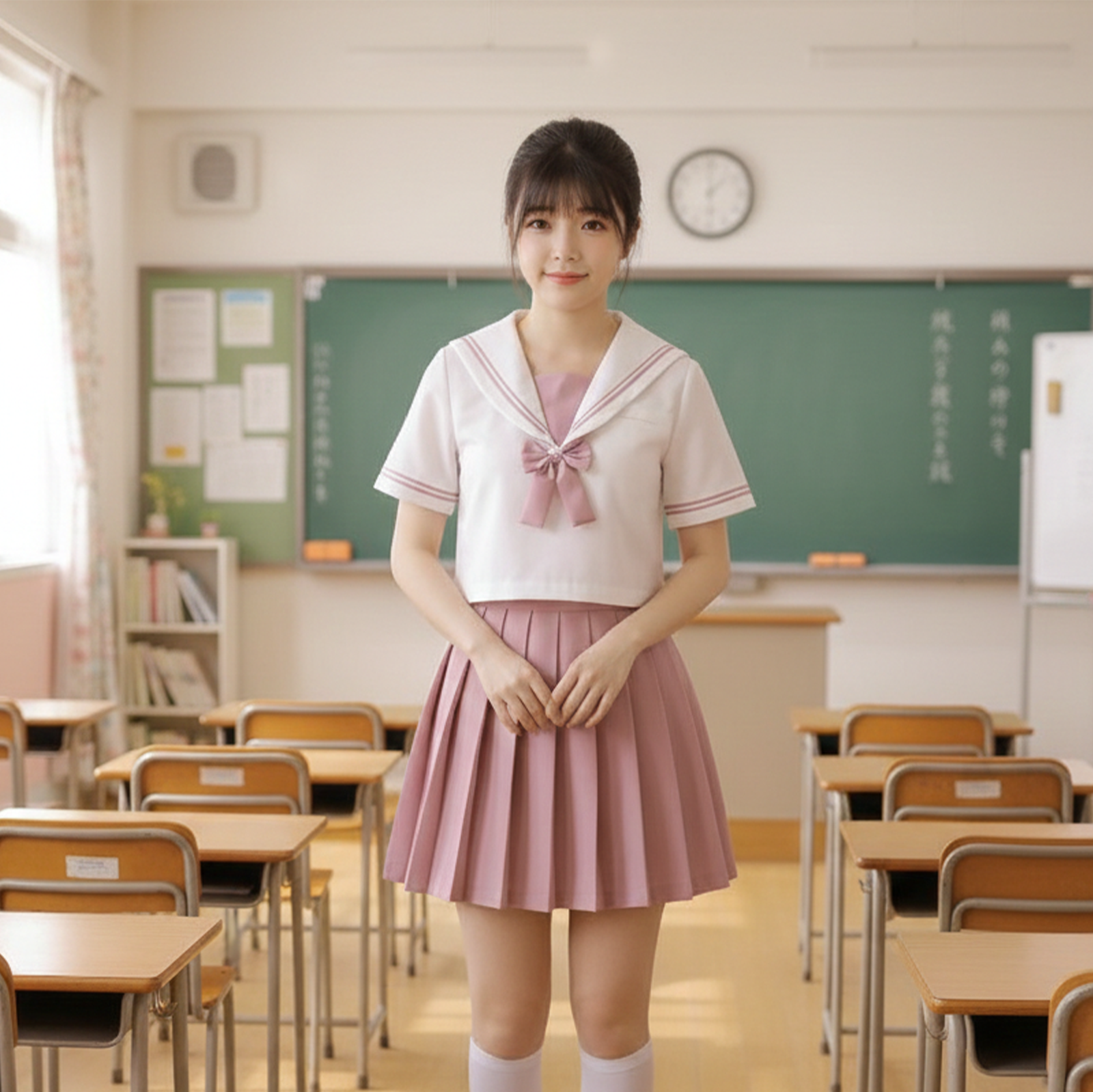 Authentic Pink JK Uniform Set | Premium Long-Sleeve Middle School Sailor Suit - Spring/Autumn Japanese Student Outfit C028 party X party