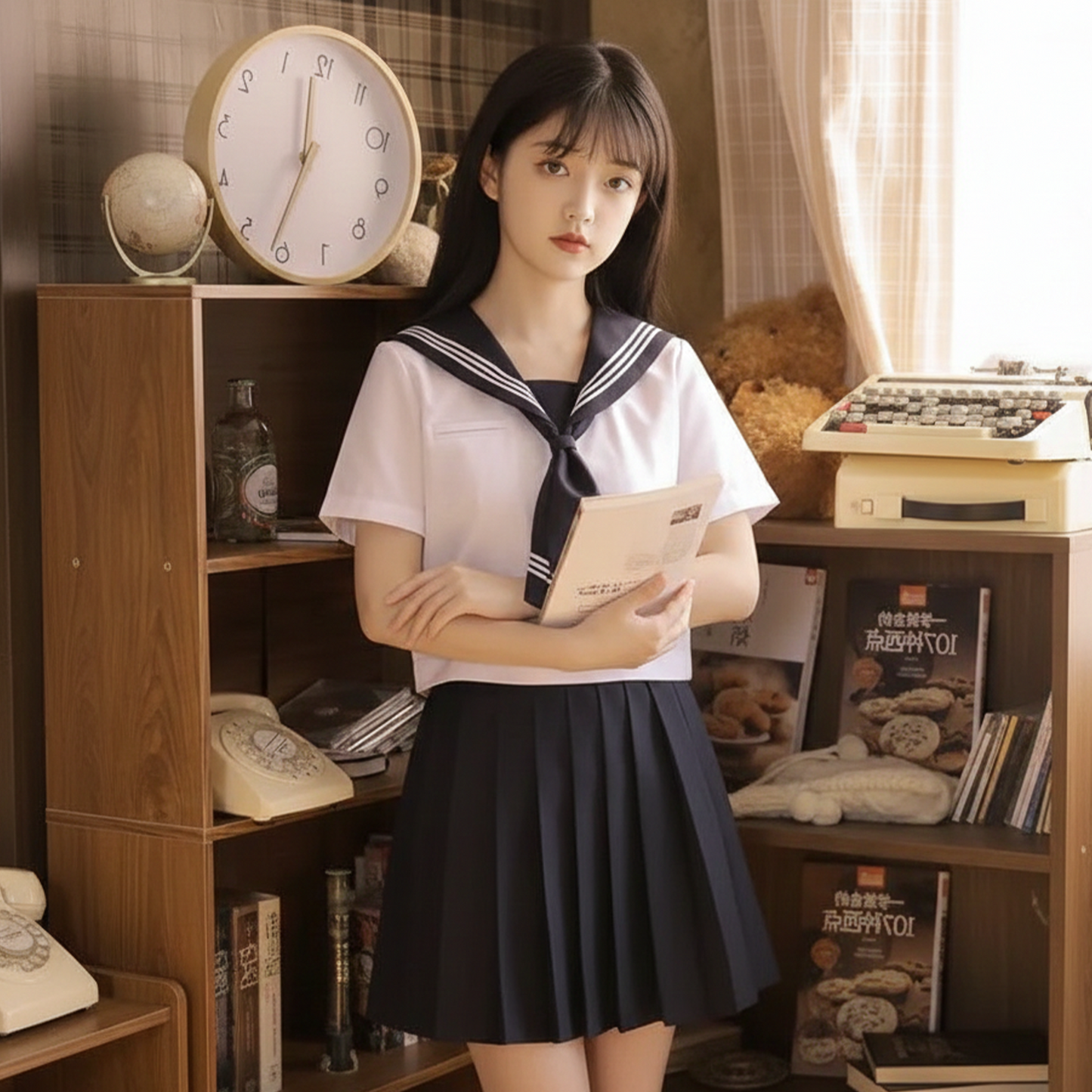 Japanese Academy Style JK Uniform | Women’s Summer Sailor Suit Skirt Set | Basic Middle & High School Class Uniform C027 party X party