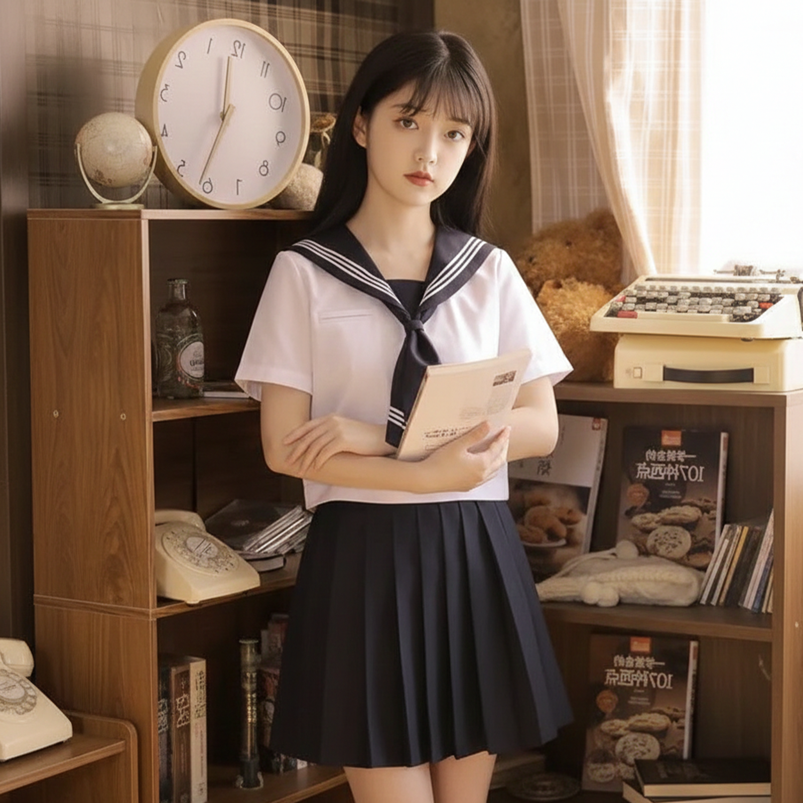 Japanese Academy Style JK Uniform | Women’s Summer Sailor Suit Skirt Set | Basic Middle & High School Class Uniform C027 party X party