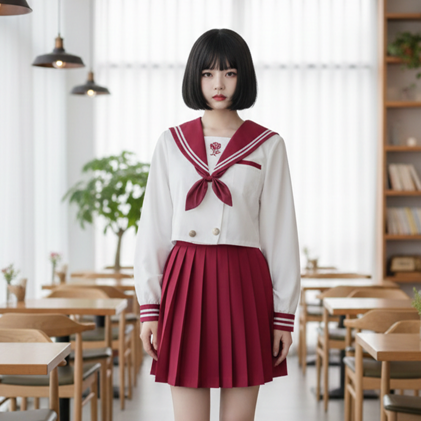 Milk Tea Cat 【War and Roses】 JK Uniform Set | Plaid Skirt & Sailor Suit | Original "Bad-Girl" Academy Style Japanese Anime Costume C058 party X party