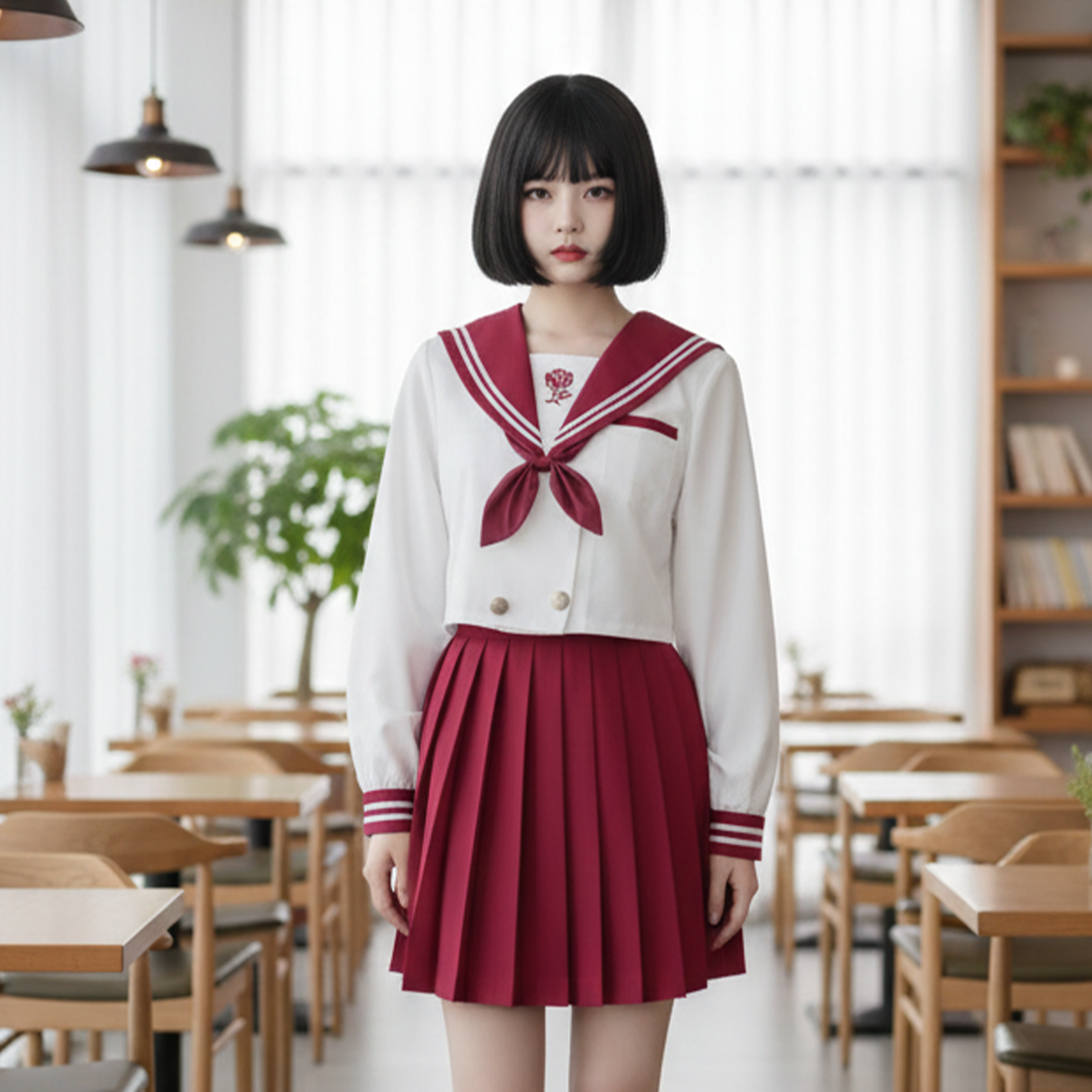 Milk Tea Cat 【War and Roses】 JK Uniform Set | Plaid Skirt & Sailor Suit | Original "Bad-Girl" Academy Style Japanese Anime Costume C058 party X party