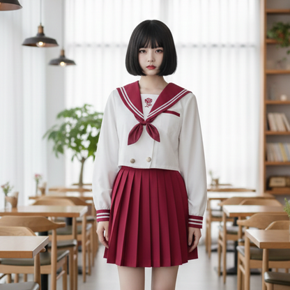Milk Tea Cat 【War and Roses】 JK Uniform Set | Plaid Skirt & Sailor Suit | Original "Bad-Girl" Academy Style Japanese Anime Costume C058 party X party