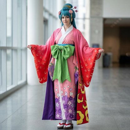 One Piece Wano Country Arc – Kozuki Hiyori (Komurasaki Oiran) Kimono Cosplay Costume Anime Role-Play Outfit 0021