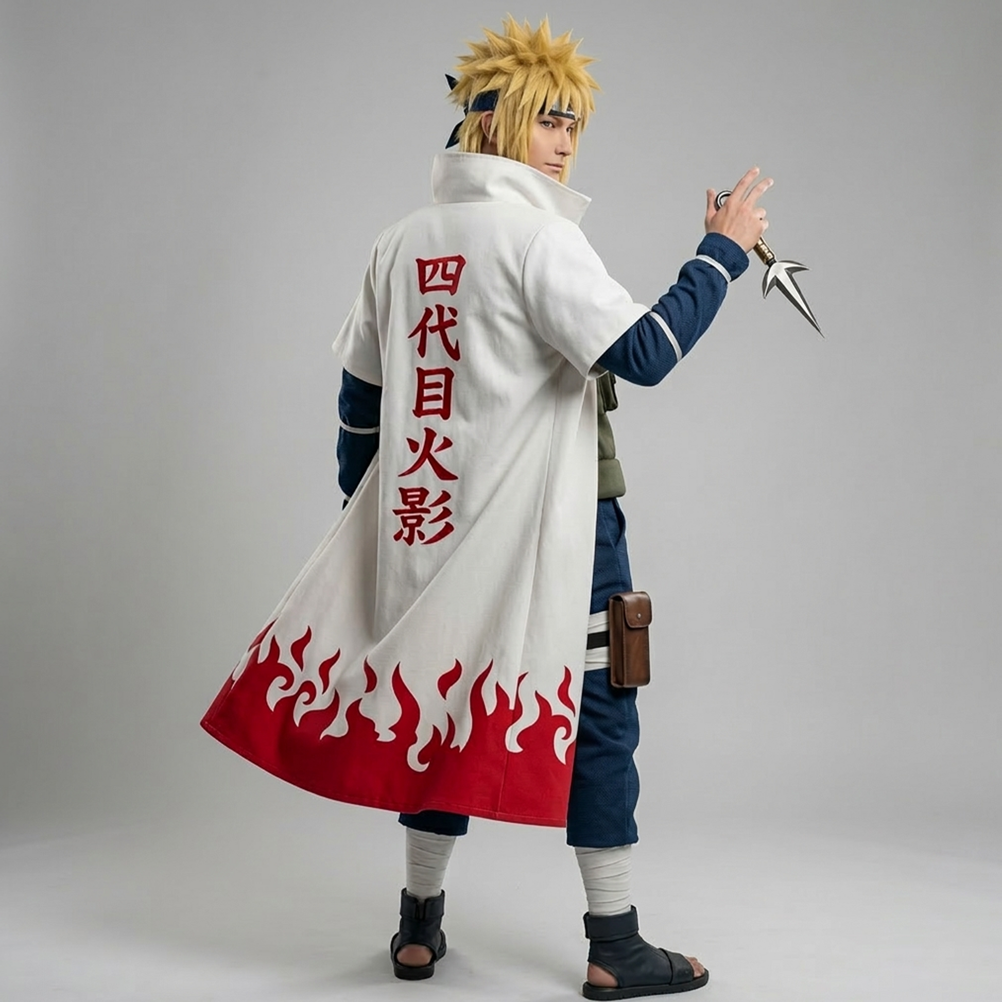 Naruto Fourth Hokage Flame Cloak – Minato Namikaze White Coat Cosplay Costume N001 party X party