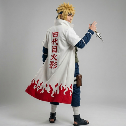 Naruto Fourth Hokage Flame Cloak – Minato Namikaze White Coat Cosplay Costume N001 party X party